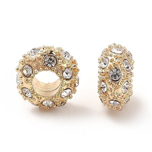 

PandaHall Rack Plating Alloy Rhinestone European Beads, Large Hole Beads, Rondelle, Golden, 12x6.5mm, Hole: 5mm Alloy+Rhinestone Rondelle..., Clear