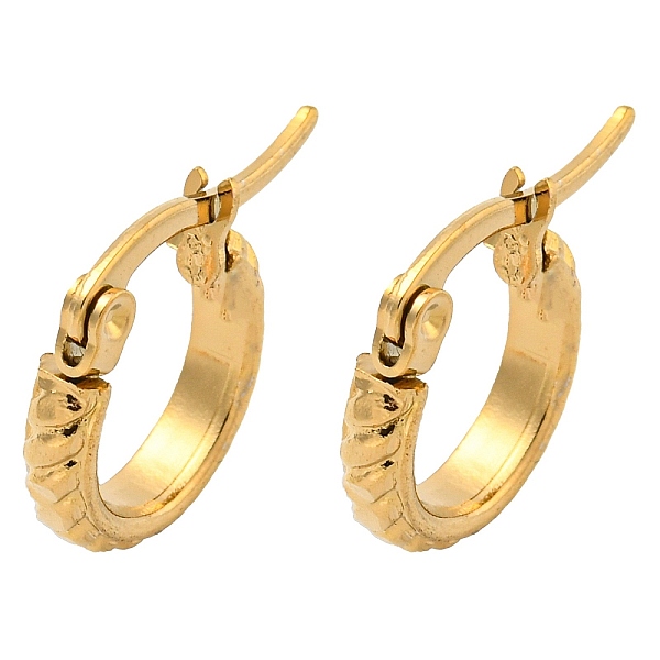 

PandaHall Vacuum Plating 202 Stainless Steel Hoop Earring, with 304 Stainless Steel Pins, Ring, Golden, 13x3mm 202 Stainless Steel