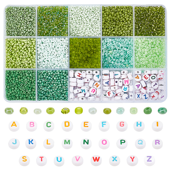 

PandaHall DIY Beads Jewelry Making Finding Kit, Including 156g Lustered Glass Seed & 150Pcs Letter Acrylic Beads, Mixed Color Glass..., Multicolor