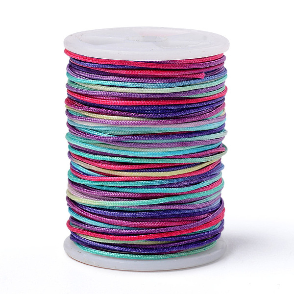 

PandaHall Segment Dyed Polyester Thread, Braided Cord, Colorful, 0.8mm, about 10.93 yards(10m)/roll Polyester
