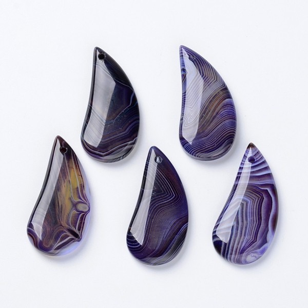 

PandaHall Natural Agate Pendants, Twisted Teardrop, Dyed, Mauve, 40x18x5mm, Hole: 2mm Natural Agate Teardrop Purple
