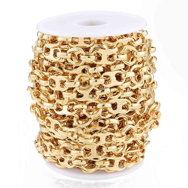 

PandaHall Alloy Number 8 Link Chains, with Spool, Cadmium Free & Nickel Free & Lead Free, Unwelded, Real 18K Gold Plated, 16x9.5x1.5mm...