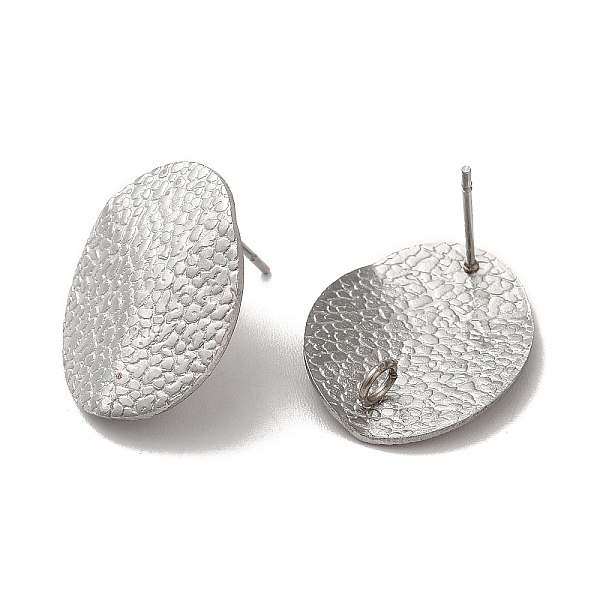 

PandaHall 304 Stainless Steel Stud Earrings Findings, with Vertical Loop, Textured Oval, Stainless Steel Color, 20x16mm, Hole: 2.5mm, Pin...