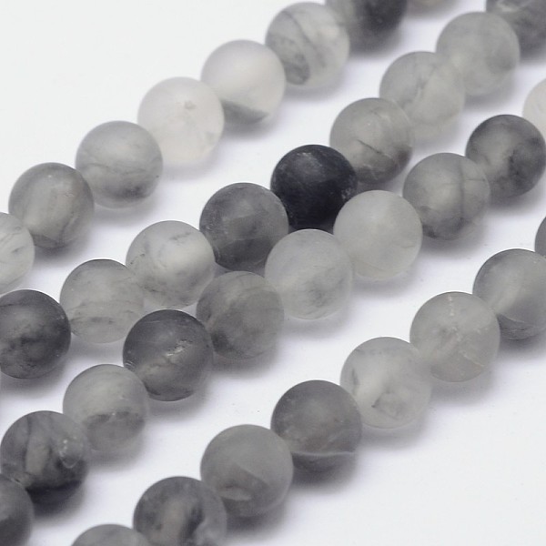 

PandaHall Frosted Natural Cloudy Quartz Round Beads Strands, 6mm, Hole: 1mm, about 63pcs/strand, 15.5 inch Cloudy Quartz Round
