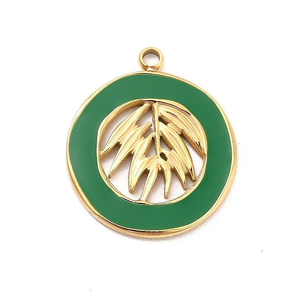 

PandaHall 304 Stainless Steel Enamel Pendants, Golden, Flat Round with Leaf Charm, Green, 18x16x1mm, Hole: 1.6mm Stainless Steel+Enamel Flat...
