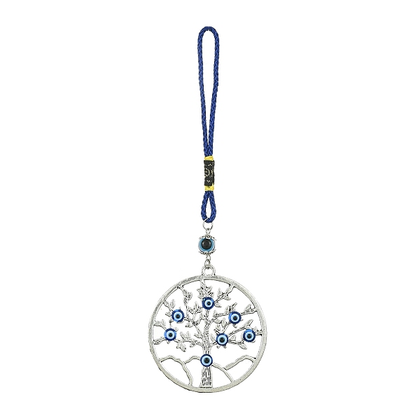 

PandaHall Alloy with Resin Evil Eye Pendant Decoration, with Polyester Braided Rope, Tree of Life, 172mm Alloy Tree of Life