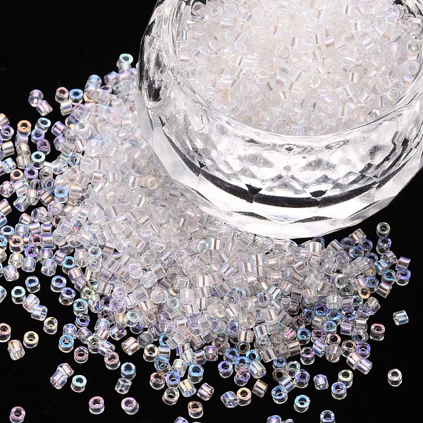 

PandaHall Glass Cylinder Beads, Seed Beads, Transparent Colours Rainbow, Round Hole, Clear, 1.5~2x1~2mm, Hole: 0.8mm, about 8000pcs/bag...