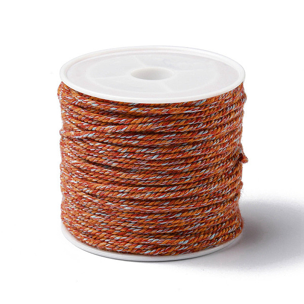 PandaHall Cotton Braid Thread, with Spool, Round, Chocolate, 1.2mm, about 21.87 Yards(20m)/Roll Cotton Brown