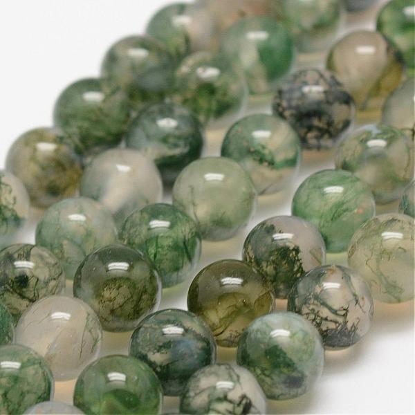 

PandaHall Natural Moss Agate Beads Strands, Round, 6mm, Hole: 1mm, about 64pcs/strand, 14.56~14.76 inch(37~37.5cm) Moss Agate Round Green