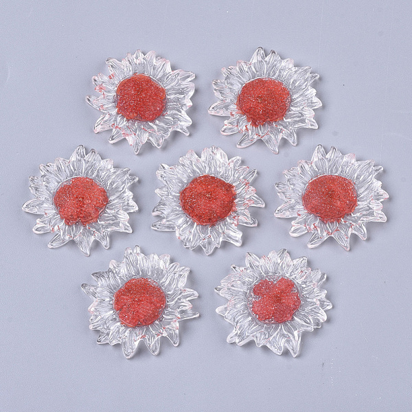 

PandaHall Transparent Clear Epoxy Resin Cabochons, with Dried Flower Inside, Flower, Orange Red, 32~35x6mm Epoxy Resin Flower Red