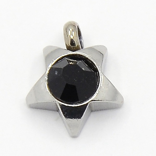 

PandaHall 201 Stainless Steel Rhinestone Star Charm Pendants, Grade A, Faceted, Jet, 9x8x3mm, Hole: 1mm Stainless Steel+Rhinestone Star..., Black