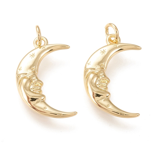 

PandaHall Brass Pendants, with Jump Rings, Long-Lasting Plated, Moon, Golden, 20.5x12x2.5mm, Hole: 3mm Brass Moon