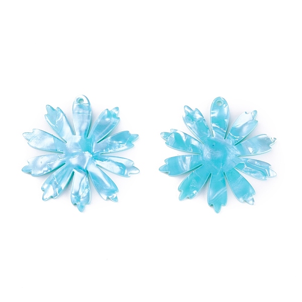 

PandaHall Acrylic Pendants, for DIY Earring Accessories, Flower, Dark Turquoise, 37.5x37x2mm, Hole: 1.6mm Acrylic Flower