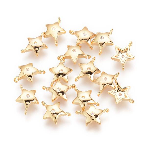 

PandaHall Brass Links connectors, Nickel Free, Real 18K Gold Plated, Star, 8x12x3mm, Hole: 1mm Brass Star