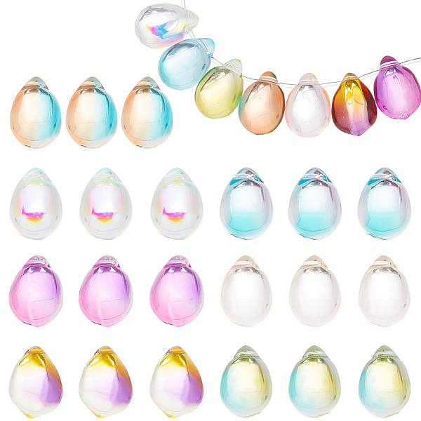 

PandaHall arricraft 112 Pcs 7 Colors 14x10mm Teardrop Glass Crystal Beads, Colorful Teardrop Spacer Beads Smooth Vertical Hole Loose Beads..., Multicolor