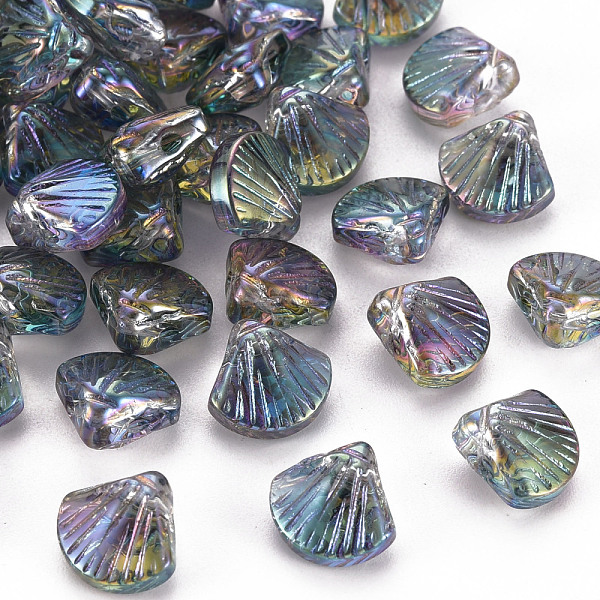 

PandaHall Electroplate Transparent Glass Pendants, Shell Shape, Slate Gray, 10x10.5x5.5mm, Hole: 1mm Glass Shell Shape