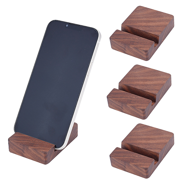 PandaHall Black Walnut Mobile Phone Holders, Cell Phone Stand Holder, Universal Portable Tablets Holder, Saddle Brown, 80x60x2mm Wood