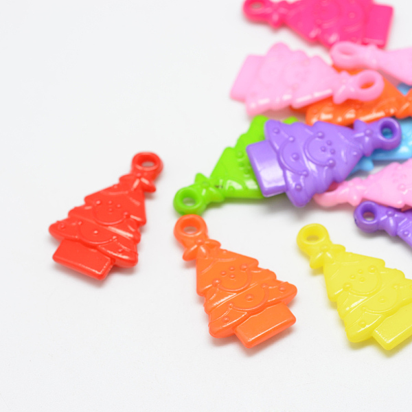 

PandaHall Opaque Acrylic Pendants, Christmas Tree, Mixed Color, 32x19x5mm, Hole: 3mm Acrylic Tree Multicolor