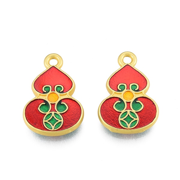 

PandaHall Alloy Enamel Pendants, Matte Style, Gourd Charms, Matte Gold Color, 20.5x14x4mm, Hole: 1.8mm Alloy+Enamel Others Red