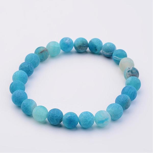 

PandaHall Natural Weathered Agate(Dyed) Stretch Beads Bracelets, Dodger Blue, 2 inch(50mm) Natural Agate Blue