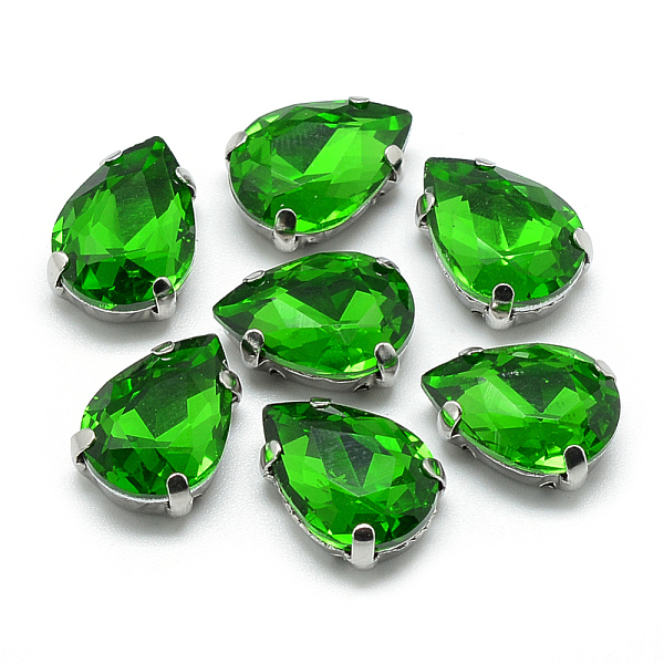 

PandaHall Sew on Rhinestone, Multi-strand Links, Glass Rhinestone, with 201 Stainless Steel Prong Settings, Garments Accessories, Faceted..., Green