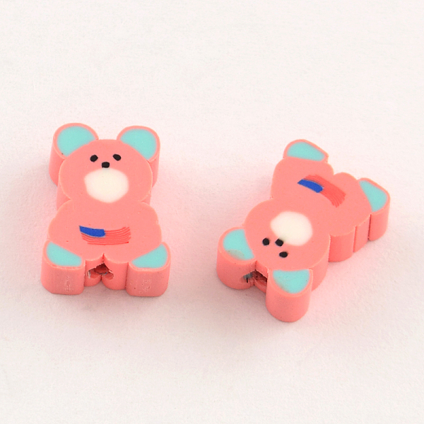 

PandaHall Bear Handmade Polymer Clay Beads, Salmon, 9~12x7~9x3~5mm, Hole: 1~2mm Polymer Clay Bear Red