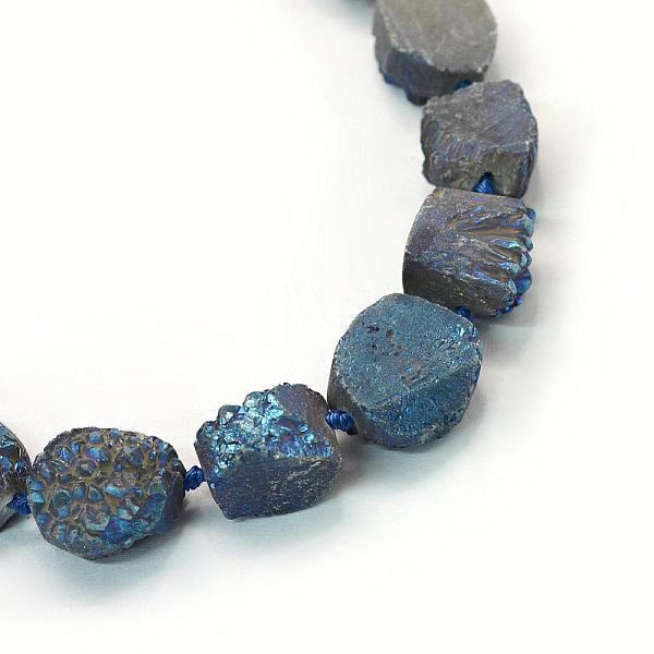 

PandaHall Electroplate Natural & Dyed Druzy Quartz Crystal Bead Strands, Nuggets, Blue Plated, 13~29x10~23x10~20mm, Hole: 2mm, about...