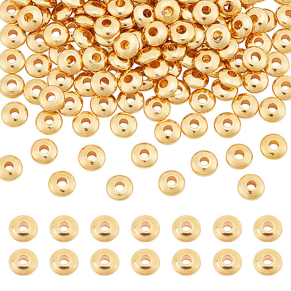 

PandaHall Brass Spacer Beads, Nickel Free, Flat Round, Real 18K Gold Plated, 5x2mm, Hole: 1.5mm Brass Flat Round