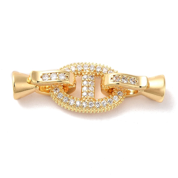 

PandaHall Brass Micro Pave Clear Cubic Zirconia Fold Over Clasps, Oval, Real 18K Gold Plated, Oval: 14.5x9x2mm, Inner Diameter: 3x3.4mm;...