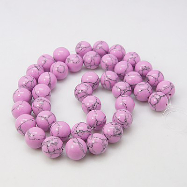 

PandaHall Synthetic Turquoise Beads Strands, Dyed, Round, Violet, 8mm, Hole: 1mm, about 50pcs/strand, 15.7 inch Synthetic Turquoise Round..., Purple
