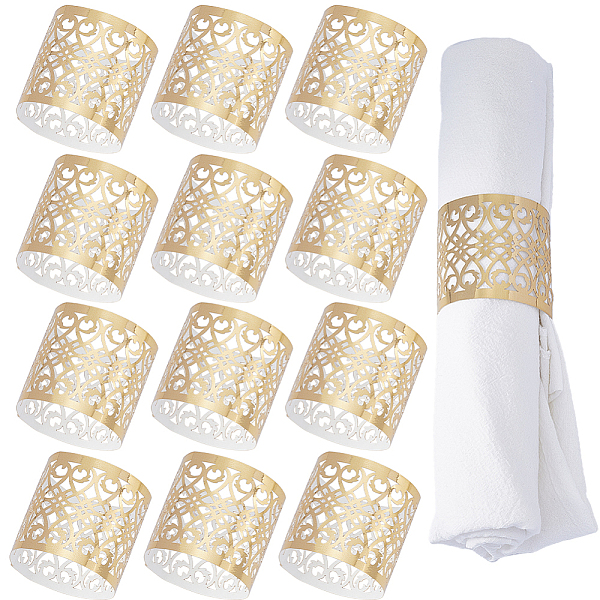 

PandaHall GORGECRAFT 50Pcs Gold Napkin Rings Hollow Metal Paper Napkins Adornment Foil Bands Laser Cut for Wedding Dinner Party Table...