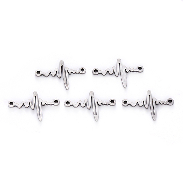 

PandaHall 201 Stainless Steel Links, Laser Cut, Heart Beat Shape, Stainless Steel Color, 11x18x1mm, Hole: 1mm 201 Stainless Steel Others