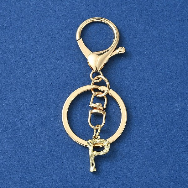 

PandaHall Alloy Initial Letter Charm Keychains, with Alloy Clasp, Golden, Letter P, 8.5cm Alloy Letter P