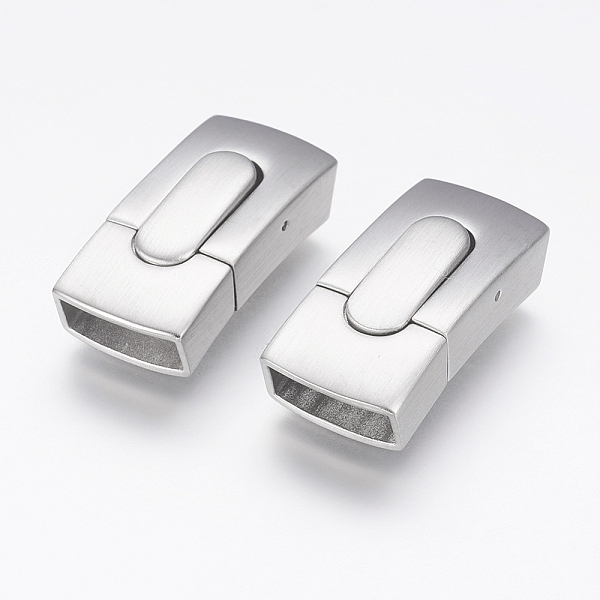 

PandaHall 304 Stainless Steel Bayonet Clasps, Rectangle, Matte, Stainless Steel Color, 29.5x12x9mm, Hole: 5.5x10mm 304 Stainless Steel