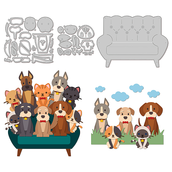 

PandaHall GLOBLELAND 3Set Sofa Dog and Cat Cutting Dies Metal Animals Die Cuts Embossing Stencils Template for Paper Card Making Decoration...