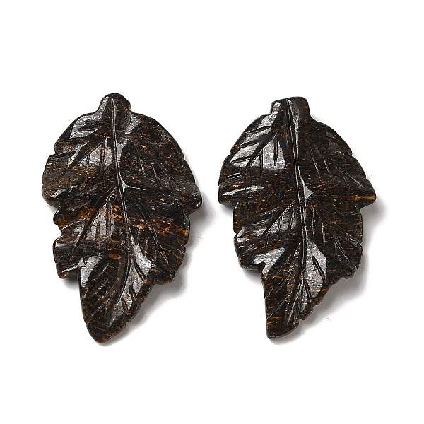 

PandaHall Natural Bronzite Pendants, Leaf Charms, 41.5x25~26x5mm, Hole: 0.8mm Bronzite Leaf