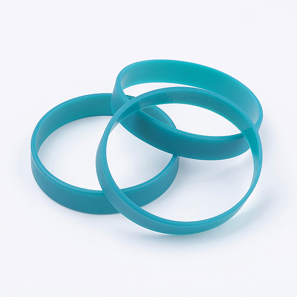 

PandaHall Silicone Wristbands Bracelets, Cord Bracelets, Dark Turquoise, 2-1/2 inch(63mm), 12x2mm Silicone Cyan