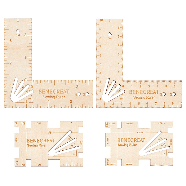 Benecreat 1 セット 木製シームガイド定規セット