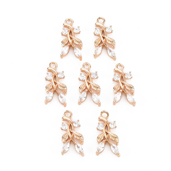 

PandaHall Rack Plating Brass Micro Pave Clear Cubic Zirconia Pendants, Long-Lasting Plated, Cadmium Free & Lead Free, Branch and Leaves...