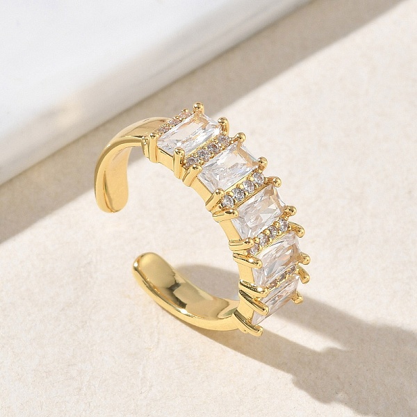 Bagues ouvertes en laiton avec micro pavé de zircones cubiques pour femmes