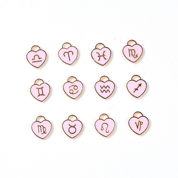 

PandaHall Zinc Alloy Enamel Charms, Heart with Constellation, Light Gold, Pink, 14x12x1.5mm, Hole: 2.5x4mm, 12pcs/set Alloy+Enamel Heart...