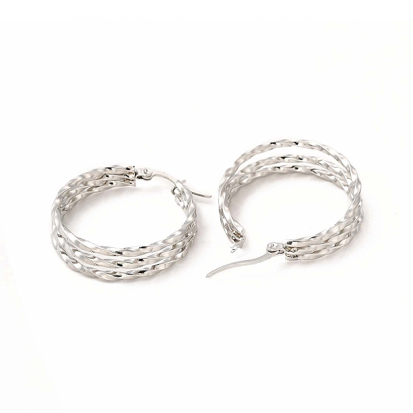 

PandaHall 304 Stainless Steel Triple Layer Hoop Earrings for Women, Stainless Steel Color, 29x9mm, Pin: 1~1.4x0.6mm 304 Stainless Steel...