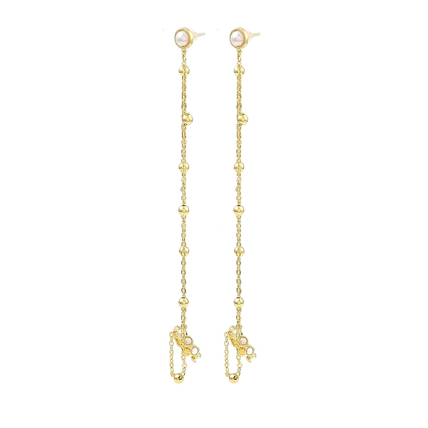 

PandaHall Plastic Pearl Beaded Dangle Stud Earrings, Rack Plating Brass Chains Tassel Earrings, Long-Lasting Plated, Lead Free & Cadmium...