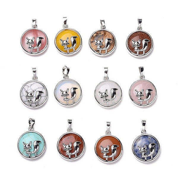 

PandaHall Natural & Synthetic Gemstone Pendants, with Platinum Tone Brass Findings, Lead Free & Cadmium Free, Mixed Dyed and Undyed, Flat...