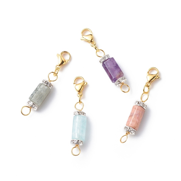 

PandaHall Column Gemstone Pendant Decorations Findings, with Copper Wire Loop, for DIY Lobster Clasp Charms, Clip-on Charms, 39mm Mixed...