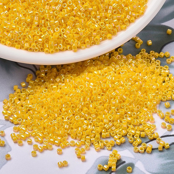 

PandaHall MIYUKI Delica Beads, Cylinder, Japanese Seed Beads, 11/0, (DB1572) Opaque Canary AB, 1.3x1.6mm, Hole: 0.8mm, about 2000pcs/10g..., Gold