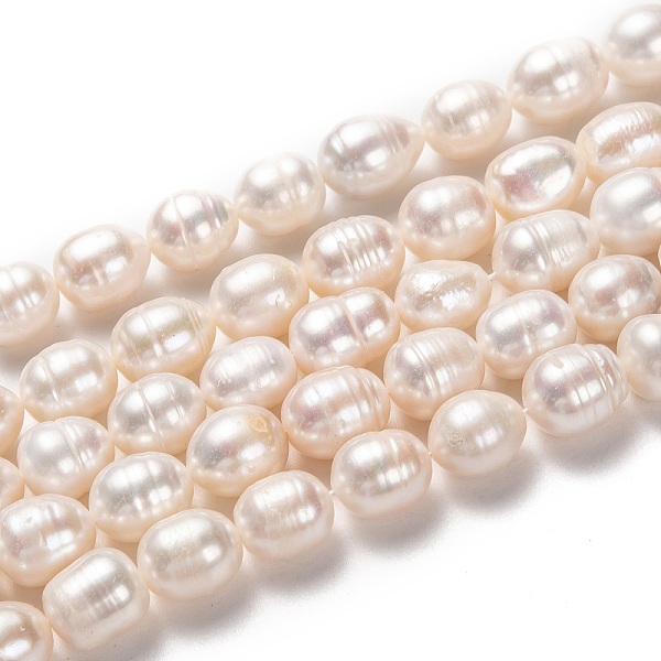 

PandaHall Natural Cultured Freshwater Pearl Beads Strands, Rice, Bisque, 10~14x9~10mm, Hole: 0.8mm, about 30pcs/strand, 13.78 inch(35cm)..., Orange