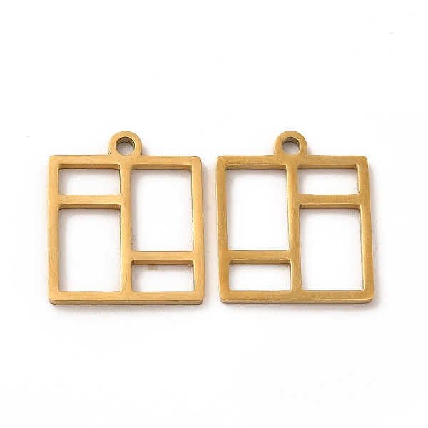 

PandaHall Ion Plating(IP) 304 Stainless Steel Pendants, Hollow, Rectangle Charm, Real 18K Gold Plated, 17.5x15x2mm, Hole: 1.6mm 304...