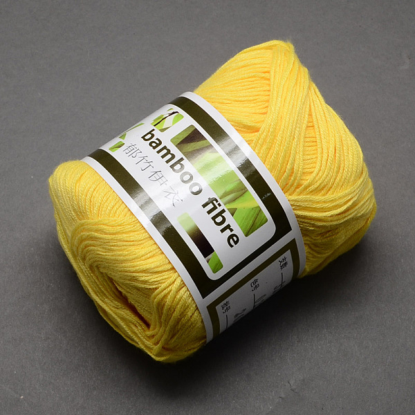 

PandaHall Soft Baby Yarns, with Bamboo Fibre and Silk, Yellow, 1mm, about 140m/roll, 50g/roll, 6rolls/box Bamboo Fiber+Silk Yellow