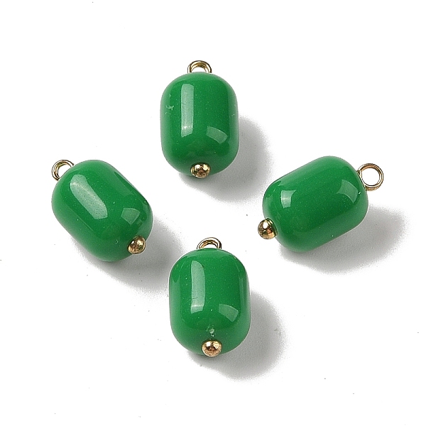 

PandaHall Acrylic Pendants, with Brass Loops, Column, Green, 16x9.5mm, Hole: 1.6mm Brass+Acrylic Column Green